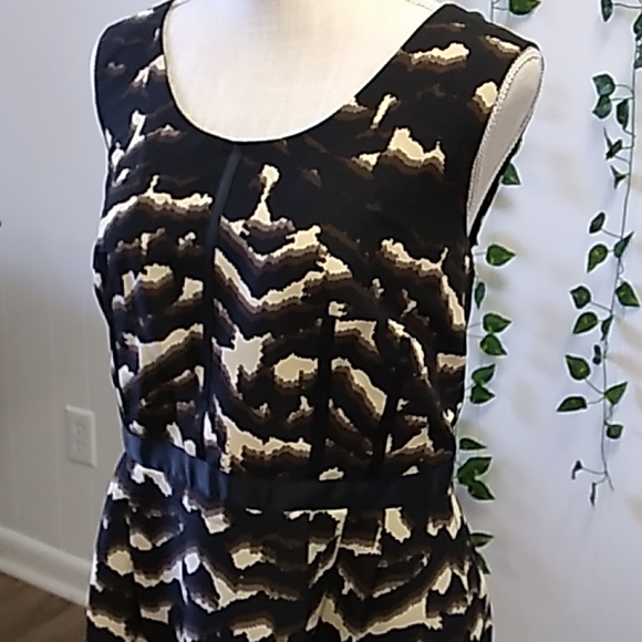 Oleg Cassini Dress sz 14 Black/ Taupe / Brown... - Picture 4 of 16